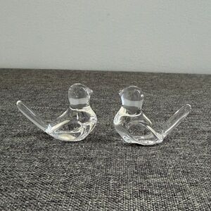 Princess House VTG Small Clear Lead Crystal Birds Figurines 24% Lead Set 2 Decor